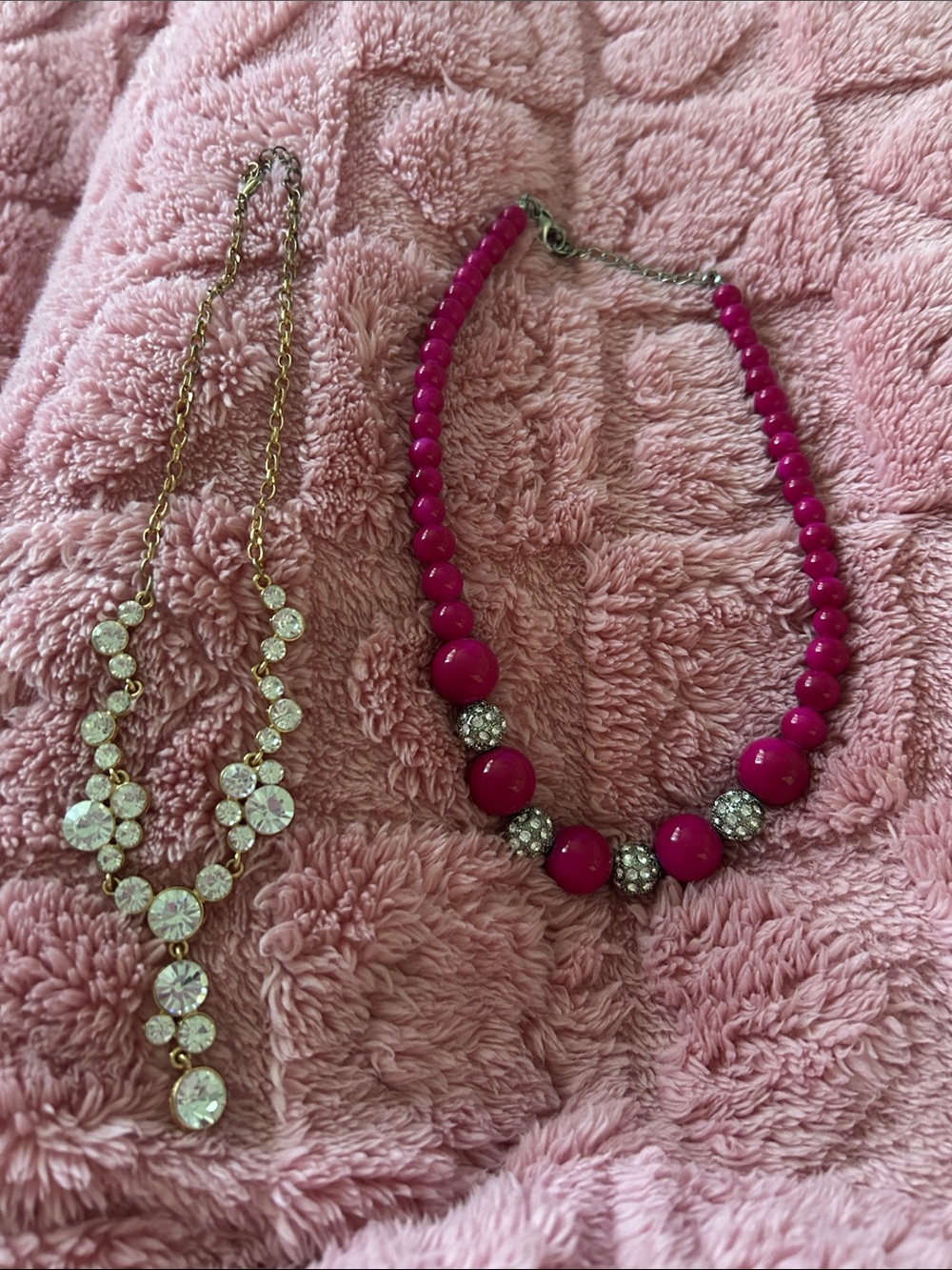 Pink Beaded Necklace with Crystal Accents and Paparazzi necklace — GENTLY USED!